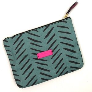 Fossil Teal Canvas Wristlet with Black Print and Hot Pink Accent